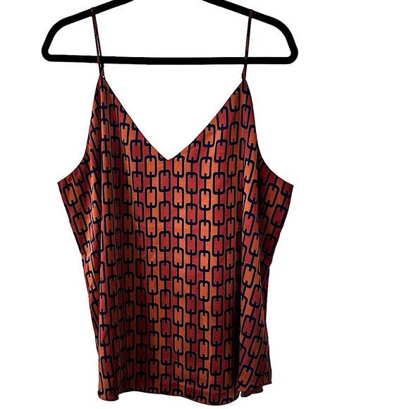 Express Tops - Express Orange & Dark Blue Chain Printed cami w/ adjustable straps women’s XL